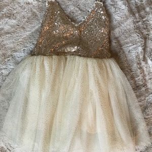 Girls gold sequin tulle dress